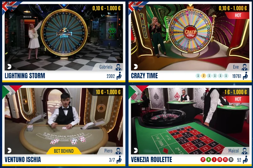 Casinò dal vivo più popolari